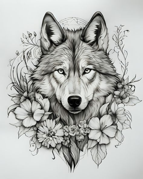 Women’s Wolf Tattoo, Wolf And Moon Tattoo, Wolf Tattoos For Women, P Tattoo, Wolf Tattoo Sleeve, Mom Tattoo Designs, Wolf Tattoo Design, Thigh Tattoos, Geniale Tattoos