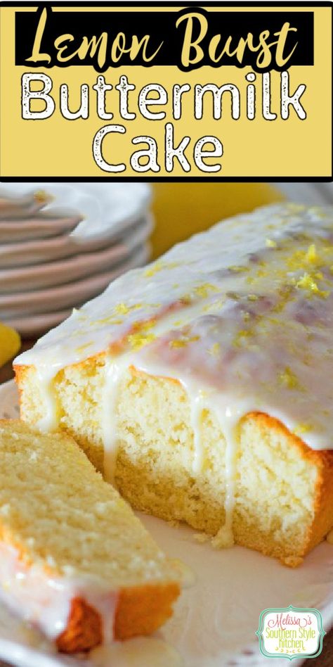 Lemon Burst Buttermilk Cake Homemade Lemon Bars, Tea Breads, Easy Lemon Curd, Buttermilk Cake, Pasta Alfredo, Cake Lemon, Sour Cream Pound Cake, Buttermilk Recipes, Lemon Cake Recipe