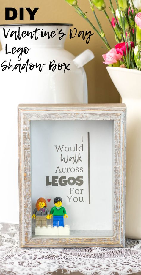 Valentines Day Gifts For Him Boyfriends, Shadow Box Ideas, Shadow Box Gifts, Trending Crafts, Diy Lego, Diy Shadow Box, Nails Valentines, Valentine Nails, Lego Craft