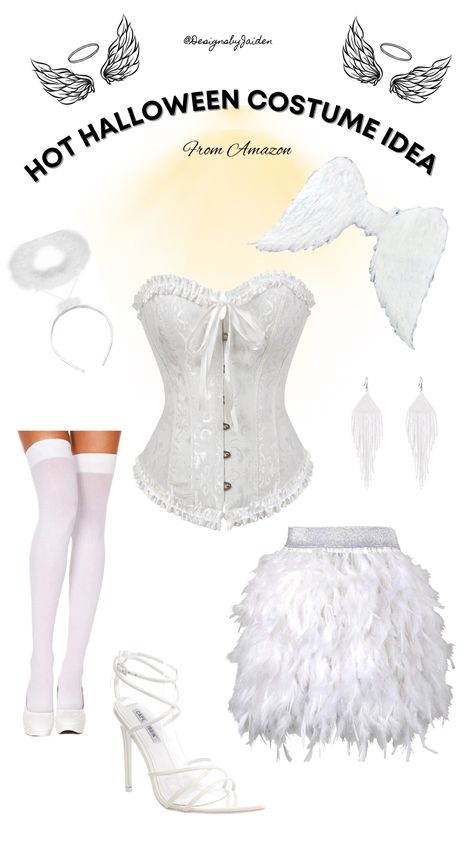 Angel Costume Women, Hot Halloween Costume, Fire Costume, Angel Halloween Costumes, Hot Halloween, Classy Halloween Costumes, Hot Halloween Outfits, Hot Costume, Halloween Costume Idea