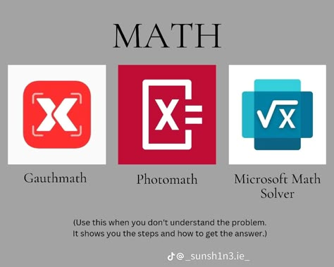 These are apps to help you study for math Study For Math, Study Websites, Academic Comeback, Tips For School, School Study Ideas, School Life Hacks, Study Apps, Exam Study Tips, School Goals