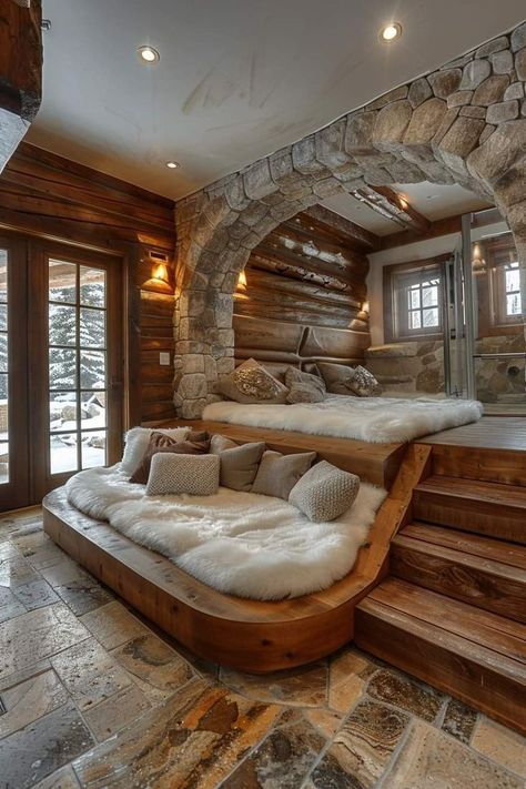 Cool Home Design Ideas, Wooden House Design Interior, Dream Home Interiors, Viking House Interiors, House With Loft, Country House Bedroom, Luxury Mansions, Cozy Bedrooms, Dream Cabin