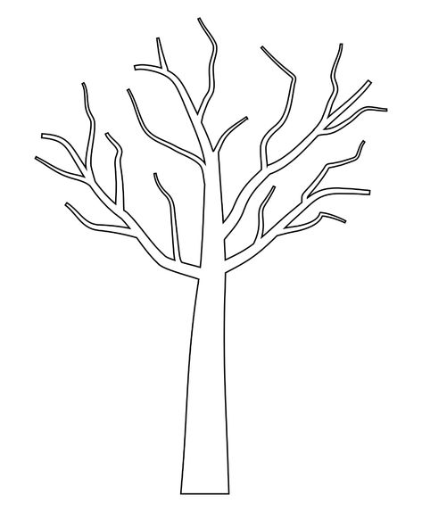 Tree with Branches Template Tree Trunk Template, Tree Branch Template, Branch Template, Printable Tree, Tree Drawing Simple, Branch Drawing, Room Crafts, Leaf Coloring Page, Tree Outline