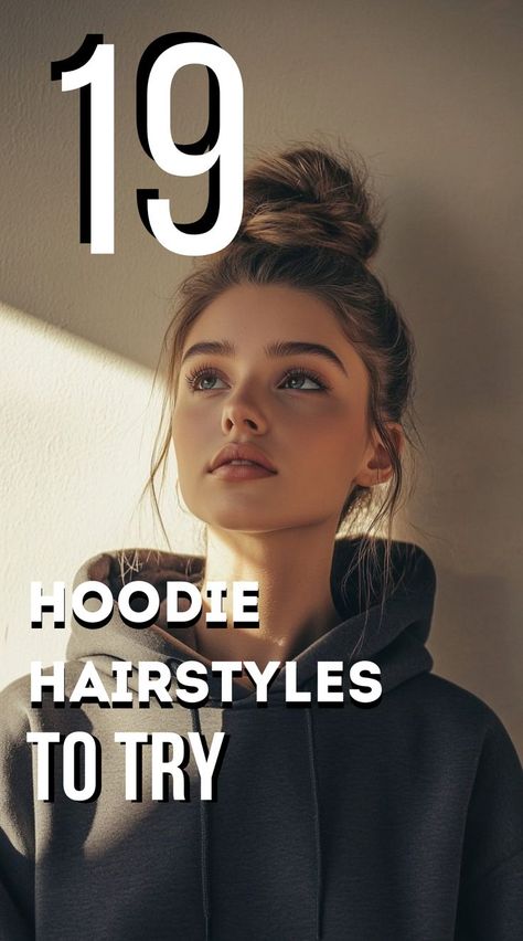 Keep it casual and cute with these 19 hoodie hairstyles! From sleek ponytails to messy buns and effortless waves, these hairstyles are perfect for when you're rocking your favorite hoodie. Stay cozy and stylish with these easy-to-try looks that work for any casual day out! Easy Casual Hairstyles, Hoodie Hairstyles, Easy Messy Hairstyles, Effortless Waves, Cute Buns, Messy Ponytail, Perfect Hairstyle, Messy Buns, Messy Bun Hairstyles