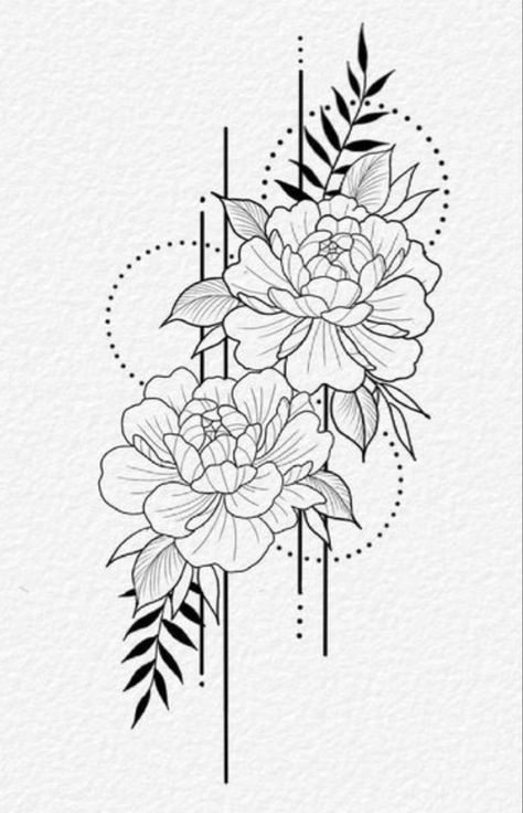 Floral Design Tattoo Geometric Shapes, Floral Geometric Tattoo Design, Geometric With Flowers Tattoo, Floral Tattoo Geometric, Star With Flowers Tattoos, Geometric And Floral Tattoo, Floral And Geometric Tattoo Sleeve, Geometrical Flower Tattoo, Sleeve Line Tattoo