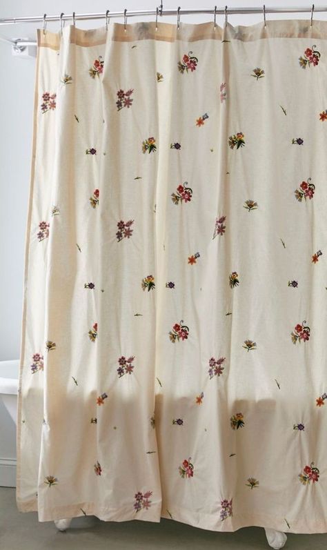 Embroidered Shower Curtain, Urban Outfitters Bathroom, Urban Outfitters Curtains, Vintage Shower Curtain, Cute Shower Curtains, Mediterranean Decor, Floral Shower Curtains, Victorian Decor, College Apartment