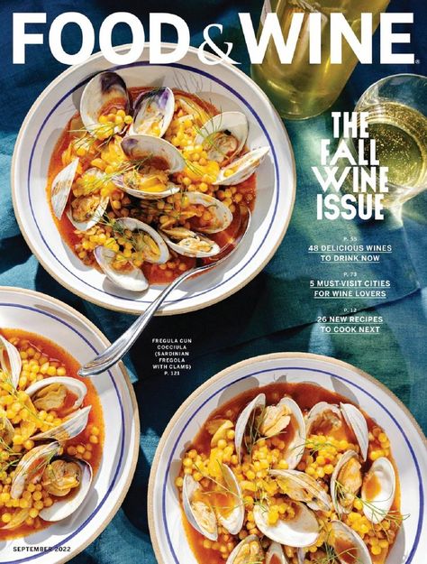 FOOD & WINE September 2022 Food And Wine Magazine, Recipes To Cook, Autumn Wine, Wine Magazine, Champagne Cooler, September 2022, Wine Cooler, Wine Lovers, Wine Recipes