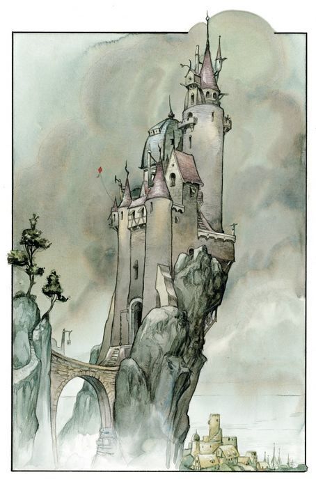 A Wizard’s Tale by David Wenzel Castle Tattoo, Castle Drawing, Castle Painting, Fantasy Castle, Fairytale Art, A Castle, 판타지 아트, Environment Concept Art, Fantasy Landscape