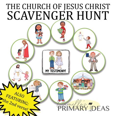 The Church of Jesus Christ Scavenger Hunt - Singing Time Ideas | LDS | Camille's Primary Ideas Primary Party Ideas Lds, Scripture Scavenger Hunt, Wiggles Songs, Lds Primary Songs, Singing Time Ideas, Lds Primary Lessons, Time Lessons, Primary Songs, Primary Ideas