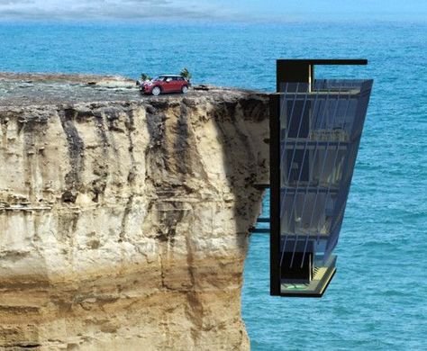 Cliff hanging Home... Crazy Home, Crazy Houses, Cliff House, Unusual Buildings, Unusual Homes, Living On The Edge, Interesting Buildings, Amazing Buildings, Unique Houses