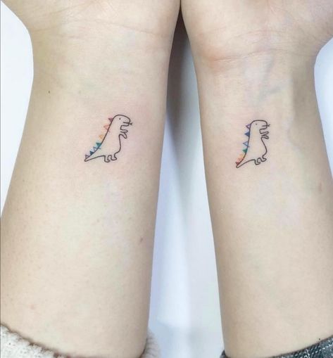 Matching Family Tattoos, Dinosaur Tattoo, Family Tattoo Designs, Dinosaur Tattoos, Inspiration Tattoos, Bff Tattoos, Friendship Tattoos, Initial Tattoo, Matching Tattoo