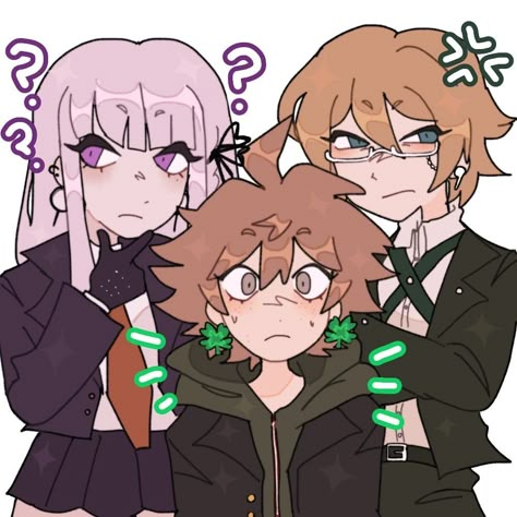 Danganronpa Ultimates Ideas, Blkventi Danganronpa, Makoto Kyoko Byakuya, Clowndots Art Danganronpa, Makoto And Byakuya, Naegami Fanart, Byakuya X Makoto, Danganronpa Chihiro, Byakuya Togami