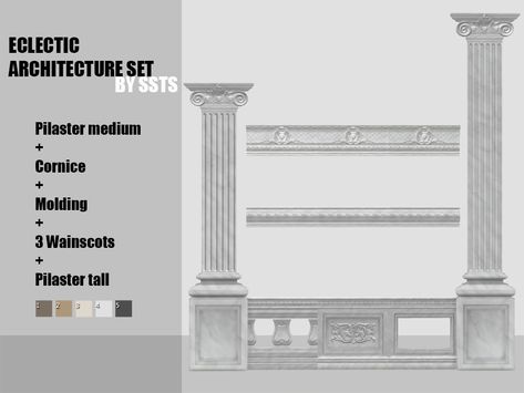 Eclectic Architecture, Sims 4 Hair Male, Architecture Set, Sims 4 Bedroom, Boho Garden, Sims 4 Characters, Sims 4 Cc Packs, Sims 4 Cc Furniture, Wall Molding