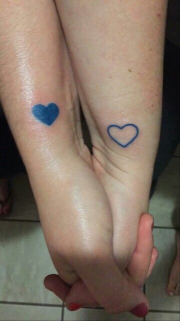 Blue Heart Tattoos For Women, Solid Heart Tattoo, Shaded Heart Tattoo, Blue Heart Tattoo, Diamond Heart Tattoo, Two Hearts Tattoo, Blue Ink Tattoos, Love Heart Tattoo, Hidden Letters