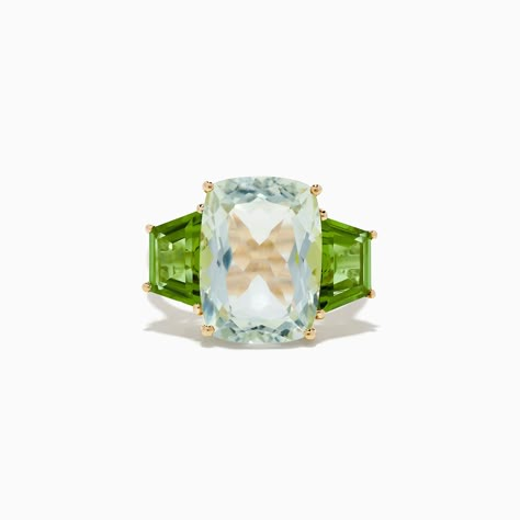 Effy 14K Yellow Gold Green Amethyst and Peridot Ring Rainbow Engagement Ring, Amethyst And Peridot, Peridot Engagement Ring, Gem Rings, The Bling Ring, Diamond Evil Eye, Peridot Jewelry, Bling Ring, Dream Gift