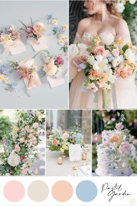 June 2025 Wedding Colors, Pastel Wedding Color Schemes, Earth Tone Pastel Wedding, June Wedding Palette, Spring Wedding Color Pallet, Wedding Color Pallet Ideas Spring, Pastel Wedding Theme Color Schemes, August Wedding Colors Palette, Spring Wedding Palette