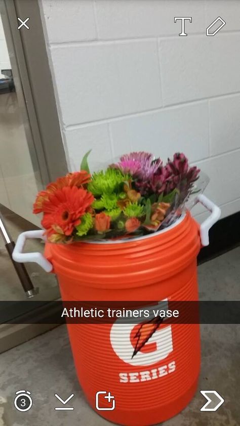 How to keep flowers in water for senior night. Athletic Training Humor, Athletic Training Sports Medicine, Flowers In Water, Senior Night Posters, Sports Banquet, Senior Night Gifts, Athletic Trainer, Senior Gifts, Senior Night