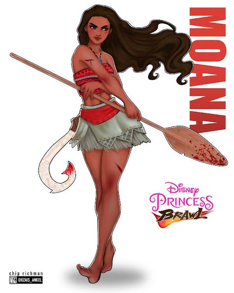 Linda Mooney's Other Worlds of Romance: Disney Princess BRAWL (Pt. 3) by Chip Richman Battle Princess, Moana Fanart, Roman Aesthetic, Moana Art, Disney Gender Bender, Moana Disney, Disney Wallpapers, Disney Princess Artwork, Disney Fanart