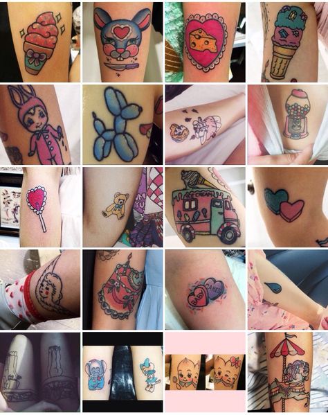 Melanie Martinez's tattoos. Melanie Tattoo Ideas, Tattoo Ideas Melanie Martinez, Melanie Martinez Tatoos Ideas, Melanie Inspired Tattoos, Melanie Martinez’s Tattoos, Melanie Martinez Tattoo Ideas, Pots Aesthetic, Melanie Martinez Tattoo, Martinez Tattoo