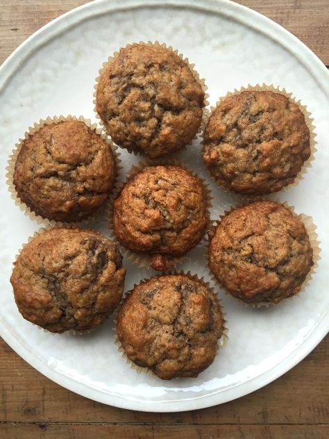 If you're a big fan of banana bread, make a muffin coconut oil version. It’s bolstered by a bit of wheat germ, which provides fiber and protein. Banana Muffins Coconut Oil, Banana Muffin Recipe Easy, Fig Bread, Coconut Banana Bread, Banana Muffins Easy, Baking With Coconut Oil, Banana Oatmeal Muffins, Banana Muffin Recipe, Coconut Oil Recipes