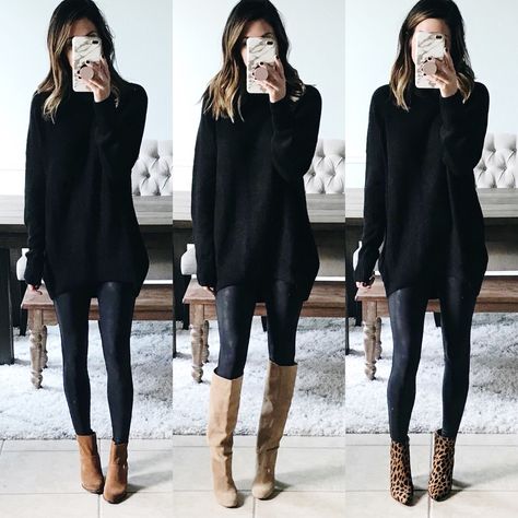 Outfits Leggins, Look Legging, Black Leggings Outfit, Leggings Outfit, Legging Outfits, Mode Casual, Leggings Sale, Black Women Fashion, Sweaters And Leggings