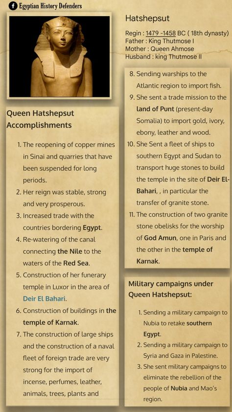 Hatshepsut's achievements Hatshepsut Tattoo, Hatshepsut Art, Hatshepsut Queen, History Egypt, Queen Hatshepsut, Egyptian Magic, Ancient Egypt Fashion, Fleet Of Ships, Kemetic Spirituality