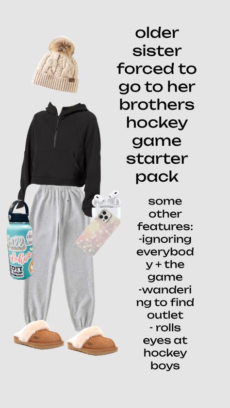 #relatable #rink #hockeysister #hockey #sister #oldersister #funny #goals Hockey Sister, Funny Goals, Sister Aesthetic, Hockey Humor, Hockey Games, Eye Roll, Starter Pack, Hockey, Funny