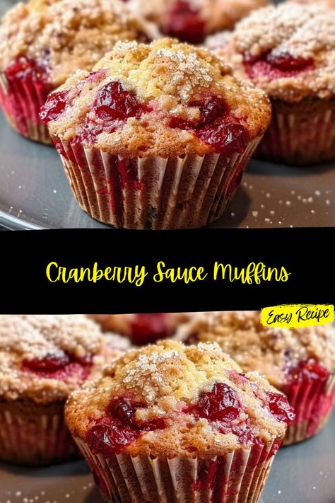 Leftover Cranberry Sauce Recipe, Cranberry Sauce Muffins, Cranberry Recipes Muffins, Easy Cranberry Sauce, Breakfast Baked Goods, Loaf Breads, Rhubarb Muffins, Healthy Breads, Canned Cranberry Sauce