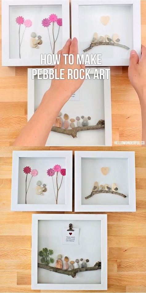 Pebble Rock Art, Stone Pictures Pebble Art, Pebble Art Family, Rock Aesthetic, Rocks Painted, Painted Rocks Diy, Sea Glass Crafts, Kraf Diy, Stone Pictures