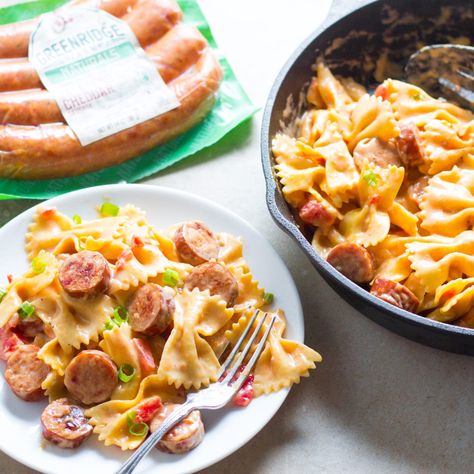 Bow Tie Kielbasa Pasta Bow Tie Pasta Recipe, Kielbasa Pasta, Kielbasa Recipes, Polish Sausage, Canning Diced Tomatoes, One Skillet Meals, Easy Pasta Dishes, Cheesy Pasta, Bowtie Pasta