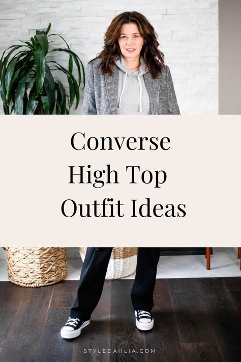 Converse Outfit Over 40, Women Converse High Tops Outfit, Best Converse Shoes, Office Converse Outfit, Blue High Top Converse Outfits, How To Wear High Top Converse With Jeans, High Top Converse Outfits Petite, High Top Converse Outfits Women, Hitop Converse Outfit