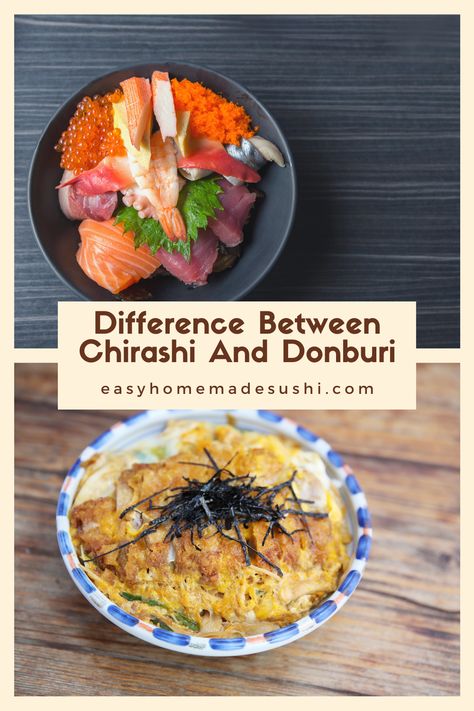 If you wish to discover the bowl dishes served in Japan, you are at the right place. Read on to discover the difference between Chirashi and Donburi.#Japanese food#Japan travel Easy Homemade Sushi, Chirashi Bowl, Food Japan, Homemade Sushi, Miso Soup, Japan Food, Traditional Food, Easy Homemade, Japanese Food