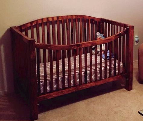 Beautiful handmade crib DIY Baby Crib that converts to a twin head and foot board. Diy Baby Crib, Crib Diy, Handmade Crib, Diy Crib, Toddler Crib, Halloween Express, Baby Crib, Diy Baby, Handmade Furniture