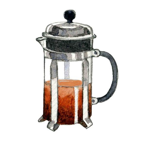 Aesthetic Pictures Stickers, Coffee Aesthetic Pictures, French Press Illustration, Press Illustration, Digital Stickers Png, Coffee French Press, Stickers Png, Coffee Theme, French Press Coffee