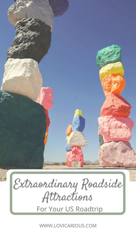 extraordinary roadside attractions for your US Roadtrip Across America Road Trip, Best Cross Country Road Trip Route, Road Side Attractions, Cross Country Rv Road Trip, Road Trip Usa Bucket Lists, Road Trip Across The United States, Cross Country Road Trip Routes, State Sign Pictures Road Trips, Us Road Trip Ideas