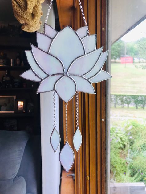 Excited to share this item from my #etsy shop: Lotus Flower Windchime Stained Glass Wind Chimes Suncatcher Sun Catcher Buddha iridescent Stained Glass Lotus Flower, Stained Glass Wind Chime, Stained Glass Wind Chimes, Stained Glass Lotus, Glass Windchimes, Diy Stained Glass Window, Stained Glass Patterns Free, Glass Wind Chimes, Stained Glass Flowers