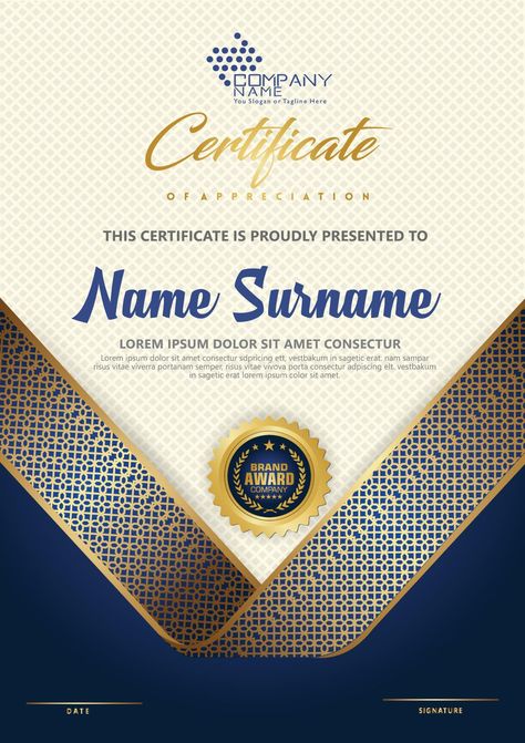 Awards Certificates Design, Facebook And Instagram Logo, Certificate Layout, Certificate Of Achievement Template, Digital Advertising Design, Free Certificate Templates, Award Template, Certificate Background, Diploma Certificate