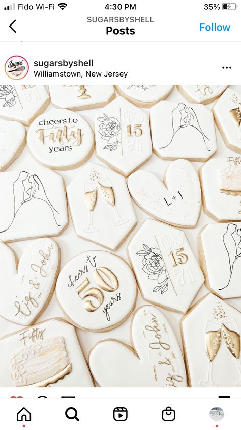 50th Anniversary Cookies, 50th Year Wedding Anniversary, 50th Anniversary Decorations, 40th Anniversary Party, Anniversary Cookies, Engagement Cookies, 50th Wedding Anniversary Party, Iced Sugar Cookies, 50th Anniversary Party