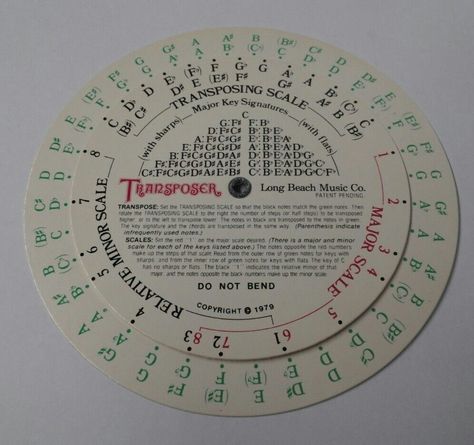 MUSIC TRANSPOSING WHEEL For Transposing Notes Chords and Key Signature - $7.95. Brand New, Old Stock. The Transposer By Long Beach Music Co. Convenient Cardboard Wheel Transposes Notes, Chords and Key Signature In One Step. Simply Turn The Wheel Clockwise To Transpose Higher or Counter Clockwise To Transpose Lower. Great For Music Students, Composers and Teachers. Includes Instructions. Free Shipping! 122937393277 Music Theory Worksheets, Counter Clockwise, Key Signatures, Ukulele Music, Beach Music, Music Student, Musical Note, Music Theory, Music Lessons