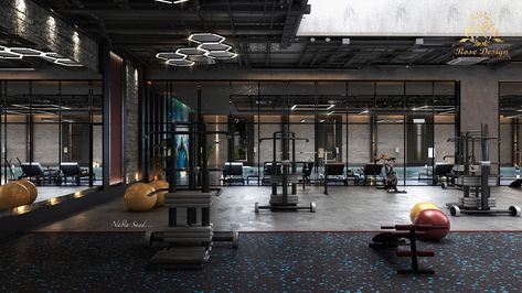 Industrial design for gym and swimming pool in kSA on Behance Gym Design Industrial, Industrial Gym, Residential Entrance, Gym Design Interior, Gym Room At Home, Gym Interior, Gym Room, Gym Design, Pool Design