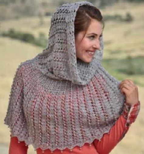 Free Crochet Pattern for a Capelet with a Hood Crochet Capelet Pattern, Interweave Crochet, Crochet Capelet, Crochet Hood, Crochet Cape, شال كروشيه, Crochet Shawls And Wraps, Crochet Woman, Crochet Shawls