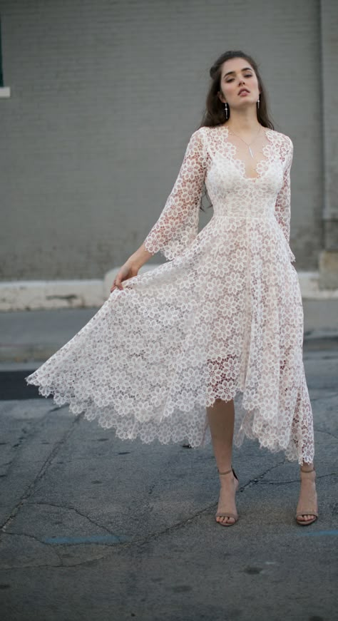 Guipiur blanco corto فستان سهرة, Romantic Lace, Long Summer Dresses, Short Wedding Dress, One Piece Dress, Dress Lace, Long Sleeve Lace, Crochet Dress, Pretty Dresses