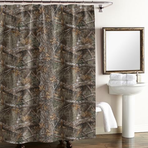 Realtree Edge Camo Shower Curtains Camo Bathroom, Hunting Bathroom Decor, Camo Home Decor, Lodge Home Decor, Camo Life, Camo Stuff, Real Tree Camouflage, Real Tree Camo, Bathroom Themes