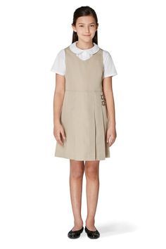 Girls Twin Buckle Tab Dress School Uniform Jumper, 4-6x| French Toast - French Toast French Toast Uniforms, School Pinafore, French Toast School Uniforms, Dress School, Uniform Outfits, School Uniform Kids, School Uniform Fashion, School Uniform Outfits, Fun School