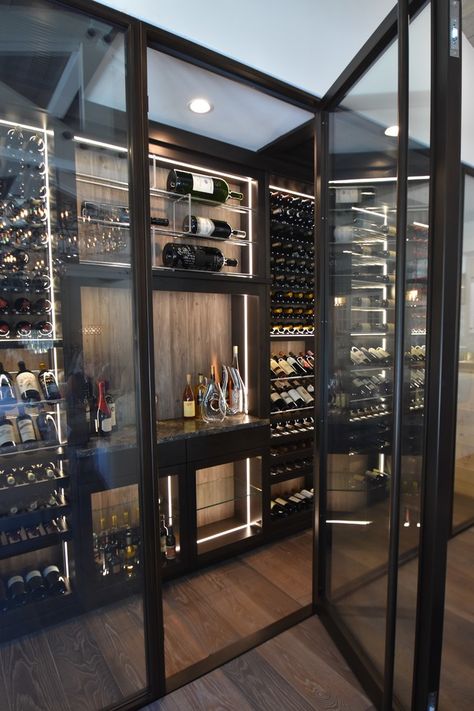 Modern Wine Cellar, Wine Cellar Wall, Contemporary Wine Cellar, Glass Wine Cellar, Home Wine Cellars, Custom Wine Cellars, Wine Cellar Design, Cellar Design, Wine Wall