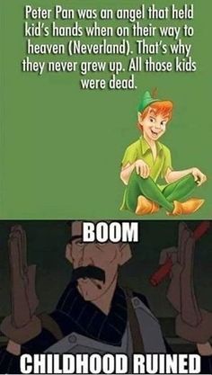 4122cb13c7a474c1976c9706ae36521d Childhood Ruined, Right In The Childhood, Disney Theory, Funny Disney Memes, Funny Disney Jokes, Funny Disney, Disney Facts, Disney Jokes, Quotes Disney