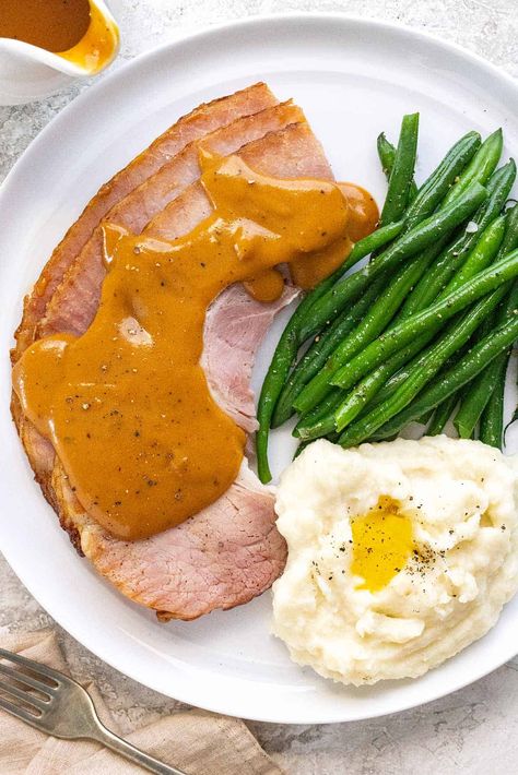 Ham Gravy Gravy For Ham, Ham Gravy Recipe, Ham Gravy, How To Make Ham, Crockpot Ham, Chopped Ham, Easy Ham, Salsa Sauce, Dinner Christmas