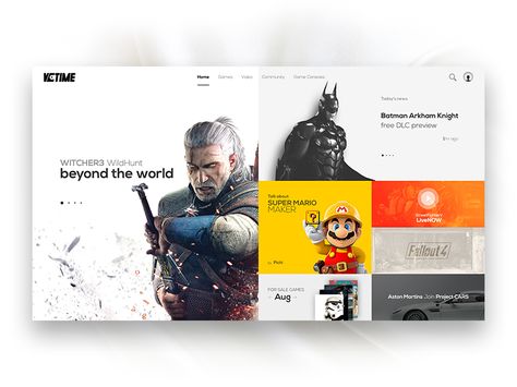 Video Game News Site Concept by RenRan Gaming Dashboard, Game Website, Game Sites, Game Ui Design, Website Design Layout, Web Inspiration, Web Designs, Ui Inspiration, Website Layout