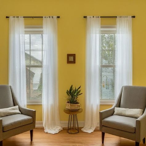 Best Curtains For Yellow Wall Curtains For Yellow Walls, Perfect Curtains, Farmhouse Living Room Curtains, Best Curtains, Orange Curtains, Color Coordination, Unique Farmhouse, Yellow Wall, Cool Curtains