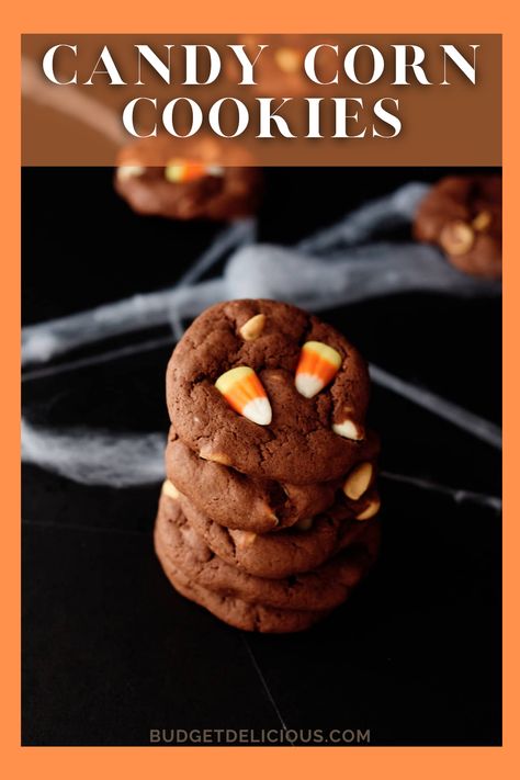 If you love chocolate, these Candy Corn Cookies are triple chocolate heaven! These easy-to-make cookies are the perfect fall or Halloween treat. Corn Cookies Recipe, Halloween Candy Corn Cookies, Corn Cookies, Candy Corn Cookies, Easy To Make Cookies, Triple Chocolate Cookies, Leftover Halloween Candy, Quick Dessert Recipes, Boxed Cake